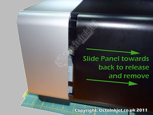 Slide side panel towards back and remove