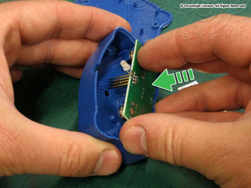 Replace resetter battery: Insert circuit board