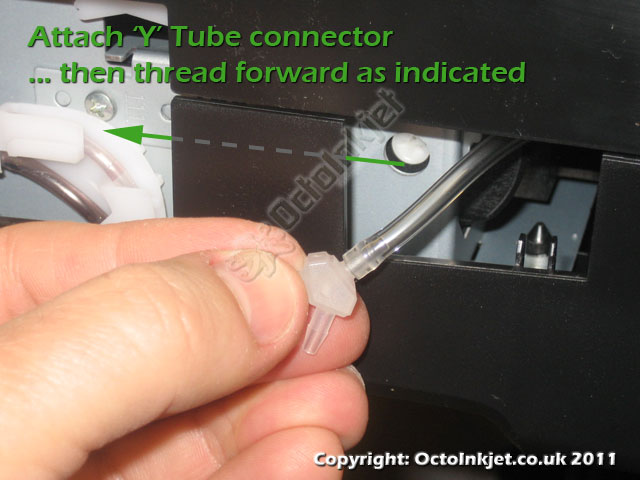Attach Y-part to inserted extension tube
