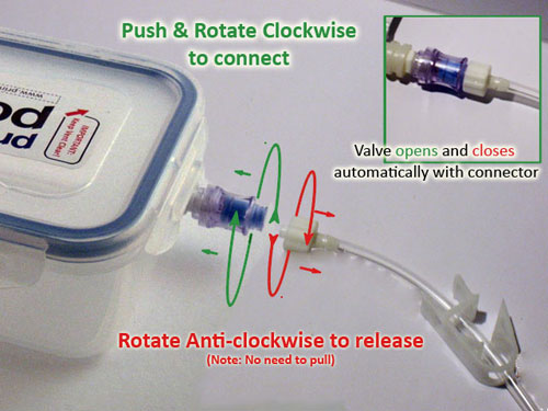 Printer Potty tank/tube connection interface