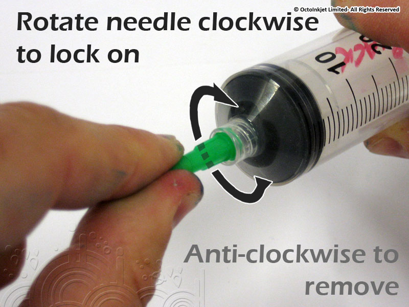Luer Lock: Rotate needle into locking collar