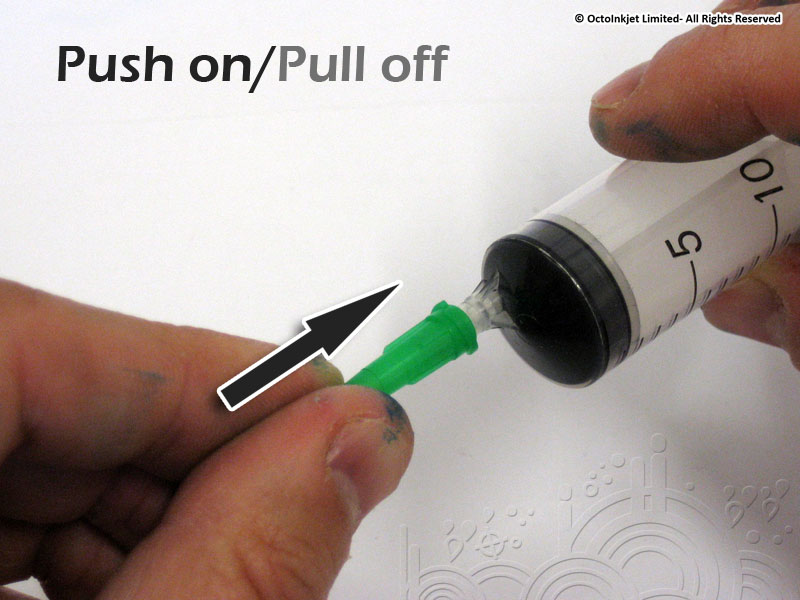 Luer Slip: Push needle straight on to the spiggot