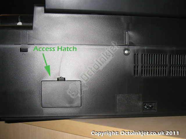 Locate and open the access hatch